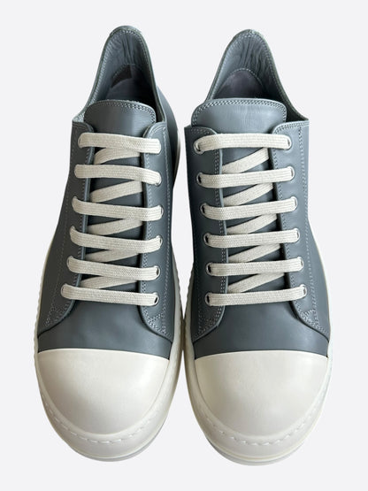 Rick Owens Grey & White Leather Low Top Sneakers