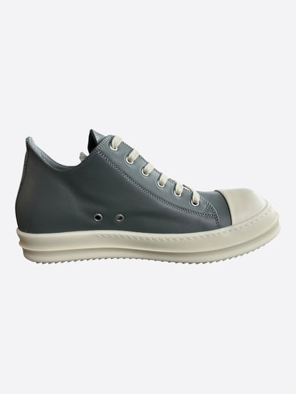 Rick Owens Grey & White Leather Low Top Sneakers
