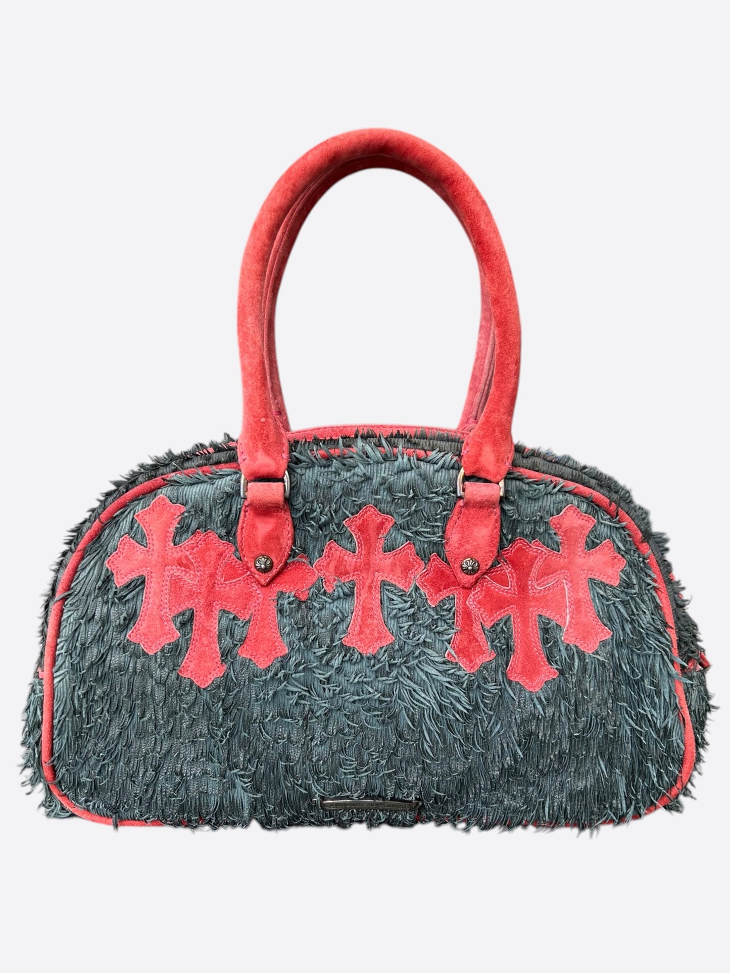 Chrome Hearts Grey & Red Cross Patch Bowling Bag