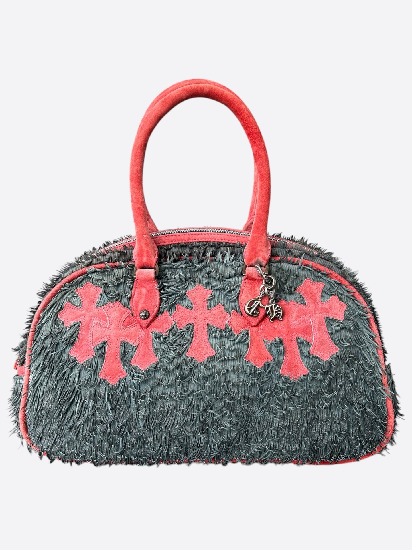 Chrome Hearts Grey & Red Cross Patch Bowling Bag