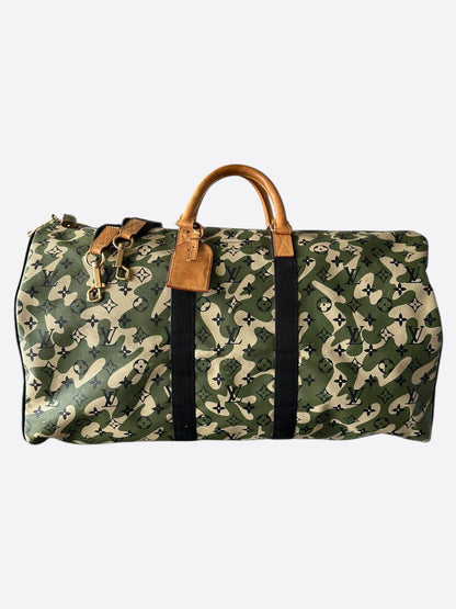 Louis Vuitton Takashi Murakami Camo Monogram Keepall 55