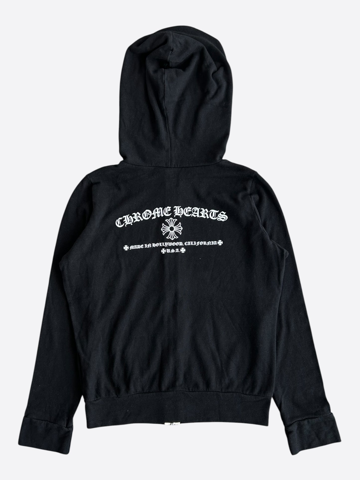 Chrome Hearts Black & White Cross Logo Zip Up Hoodie
