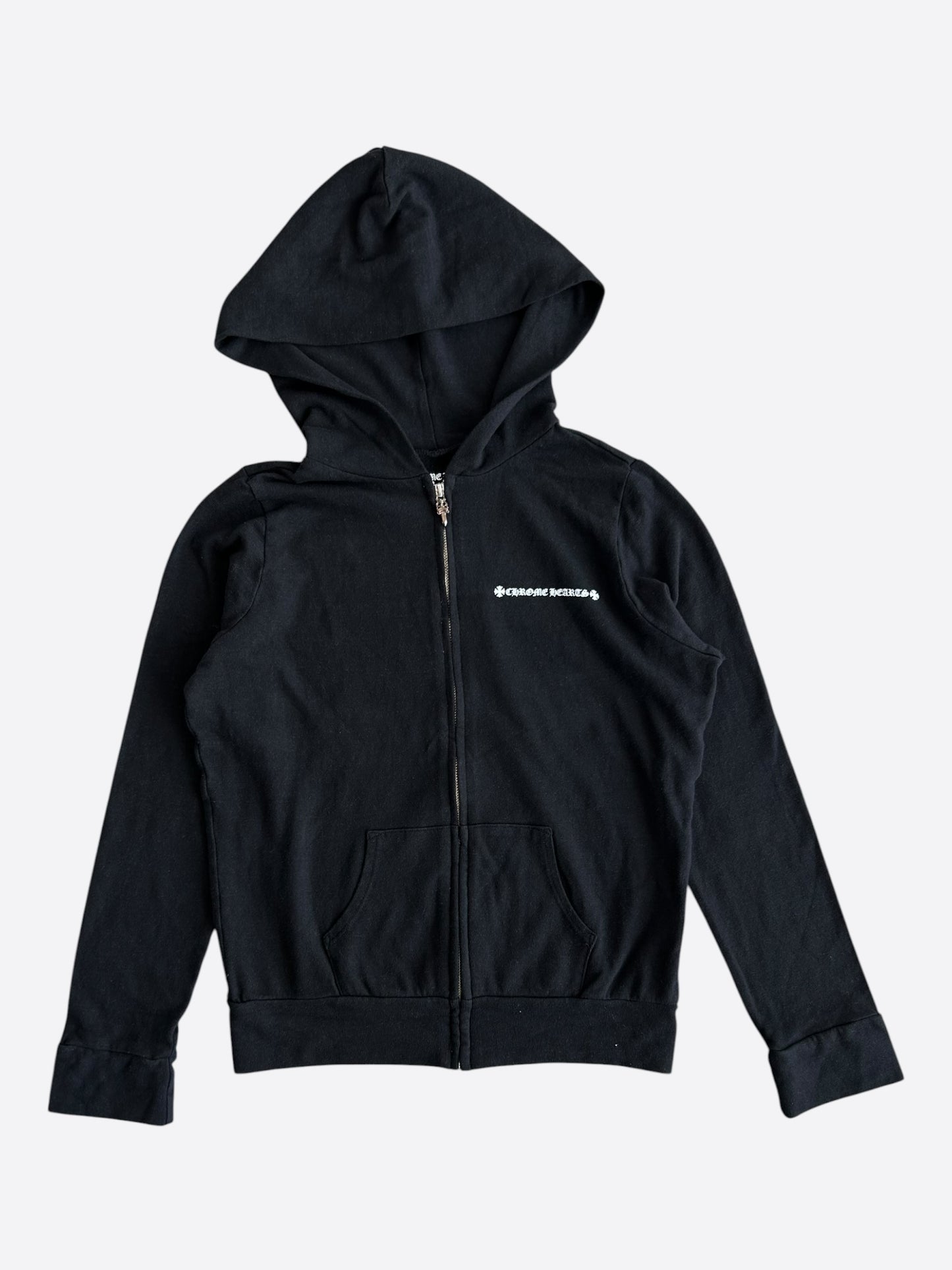 Chrome Hearts Black & White Cross Logo Zip Up Hoodie