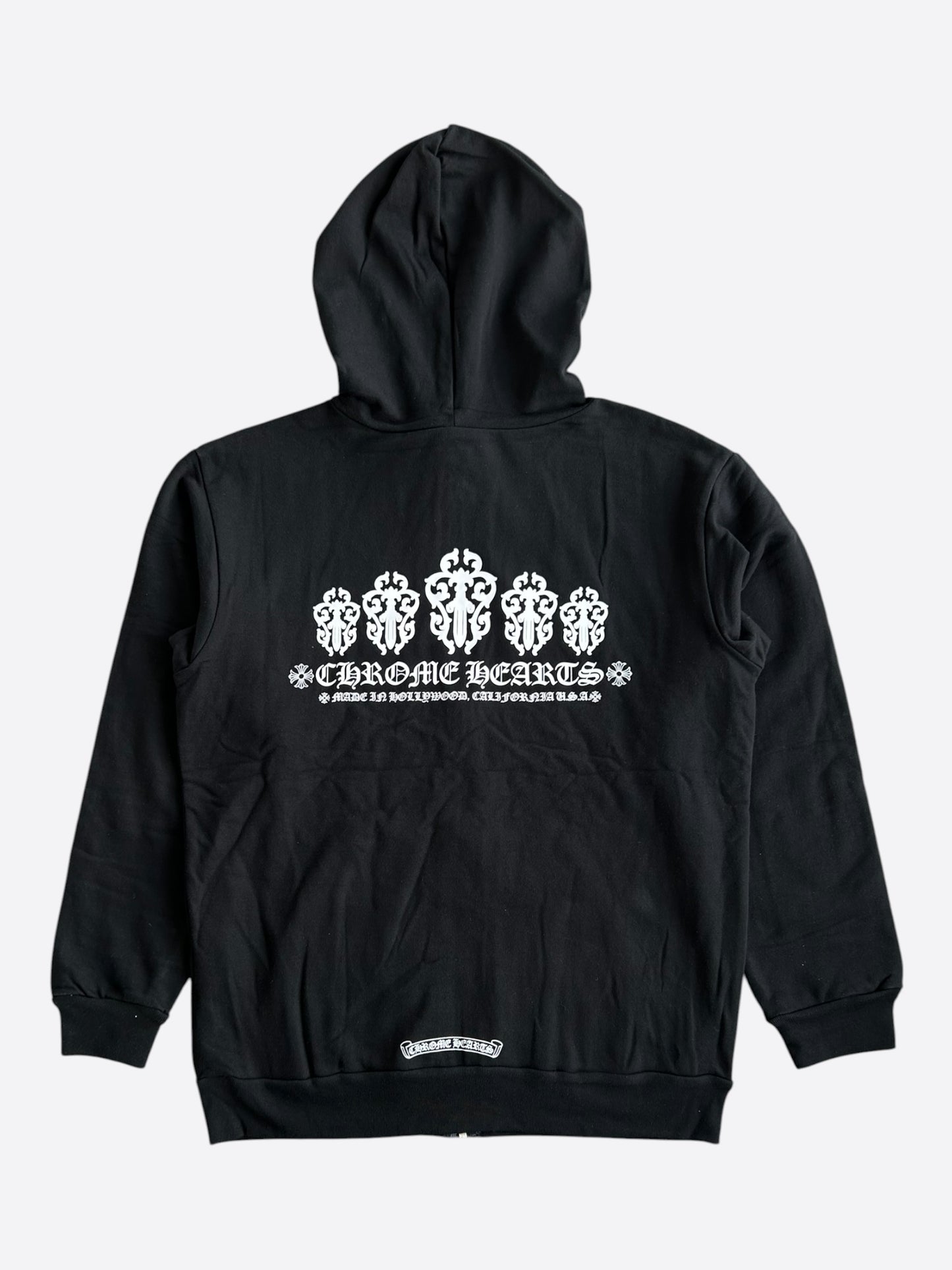 Chrome Hearts Black & White Dagger Logo Zip Up Hoodie