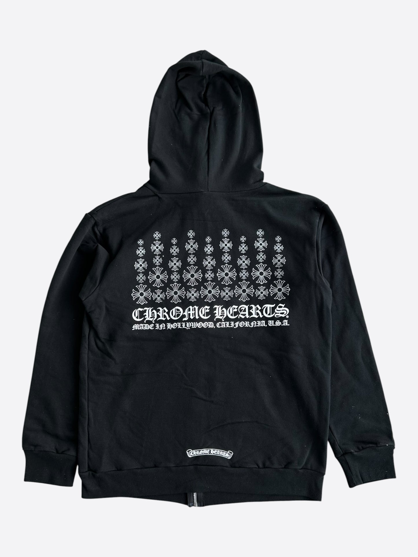 Chrome Hearts Black & White Multi Cross Logo Zip Up Hoodie
