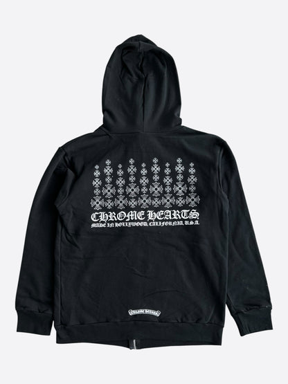 Chrome Hearts Black & White Multi Cross Logo Zip Up Hoodie