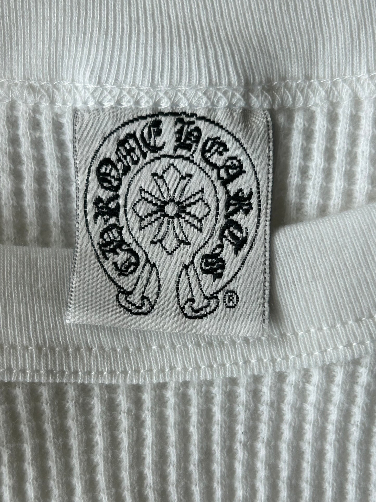 Chrome Hearts White & Red Embroidered Logo Thermal Longsleeve T-Shirt