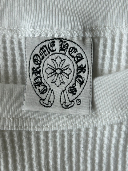 Chrome Hearts White & Red Embroidered Logo Thermal Longsleeve T-Shirt