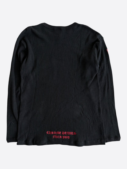 Chrome Hearts Black & Red Embroidered Logo Thermal Longsleeve T-Shirt