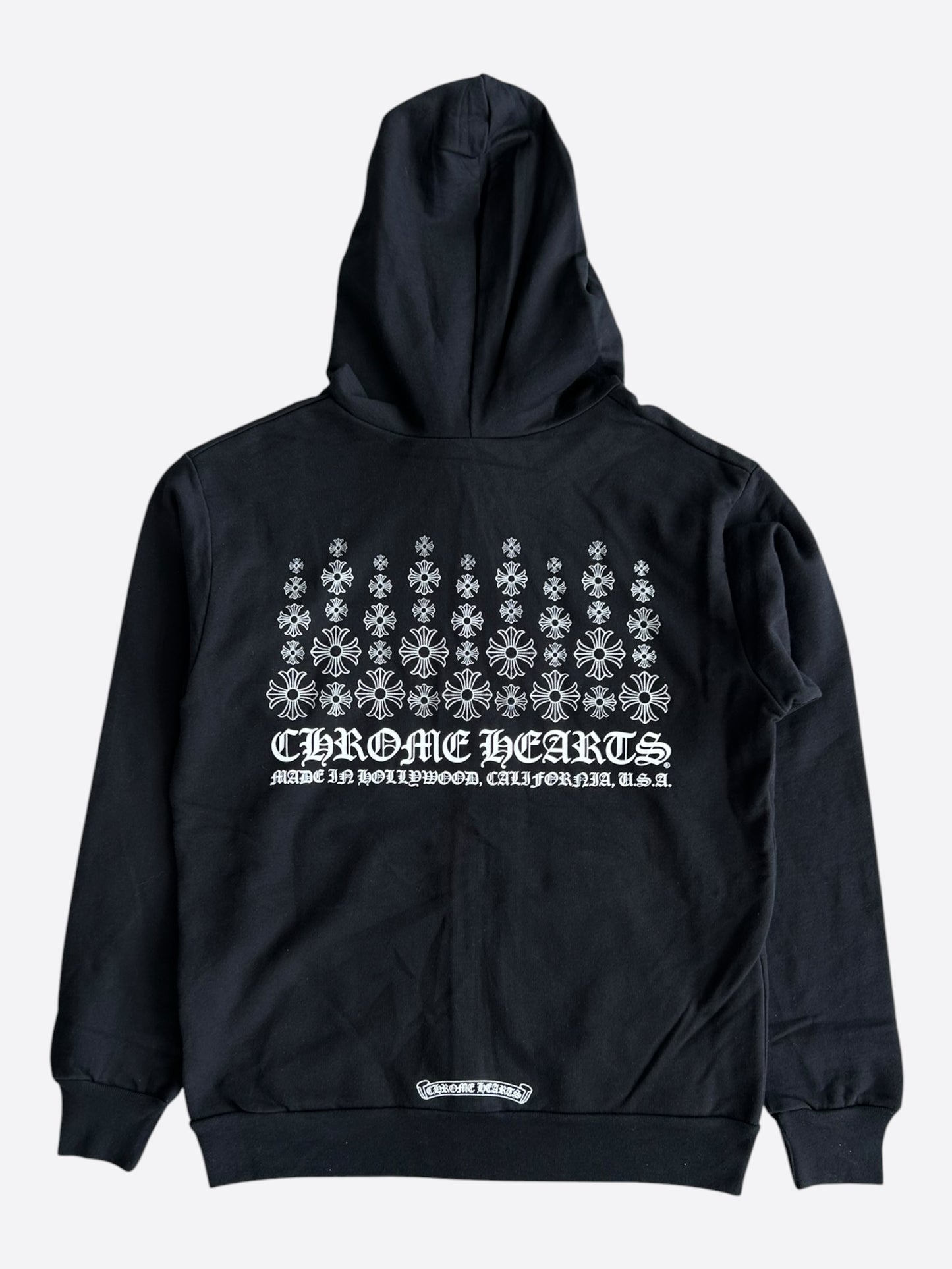 Chrome Hearts Black & White Multi Cross Logo Zip Up Hoodie