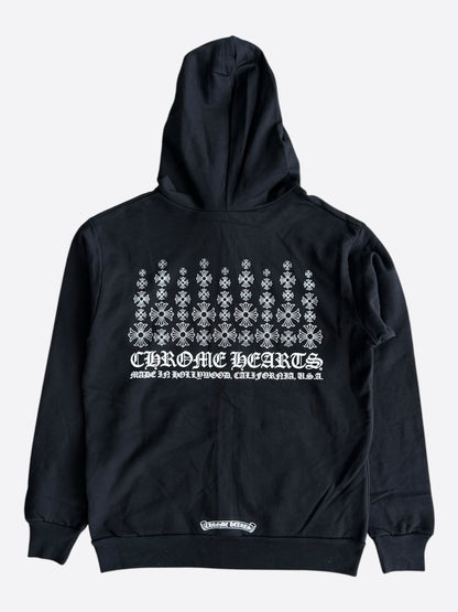 Chrome Hearts Black & White Multi Cross Logo Zip Up Hoodie