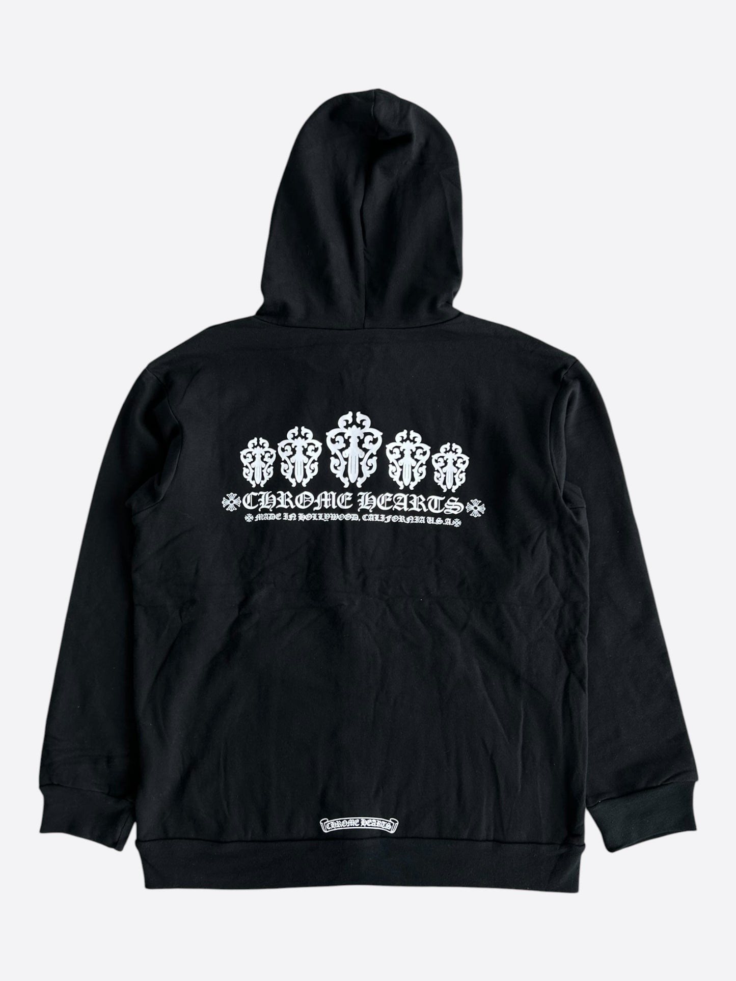 Chrome Hearts Black & White Dagger Logo Zip Up Hoodie