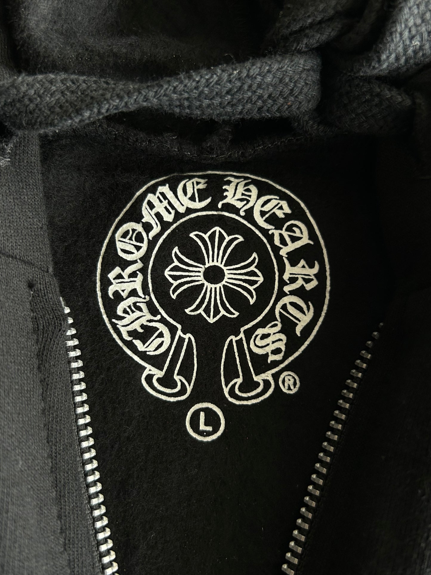 Chrome Hearts Black & White Dagger Logo Zip Up Hoodie