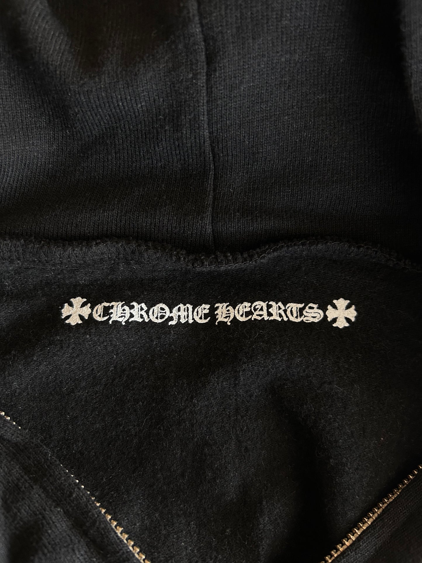 Chrome Hearts Black & White Cross Logo Zip Up Hoodie