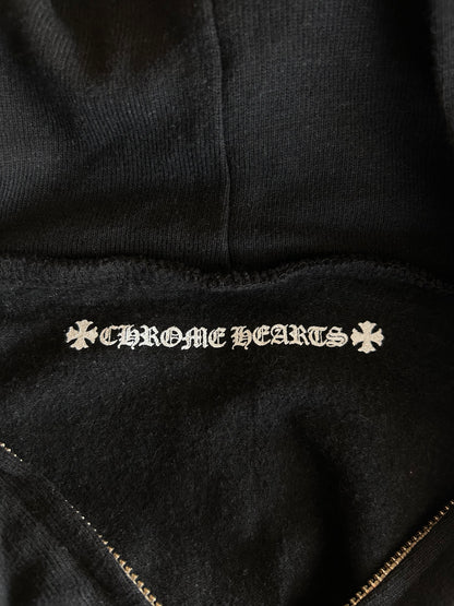 Chrome Hearts Black & White Cross Logo Zip Up Hoodie