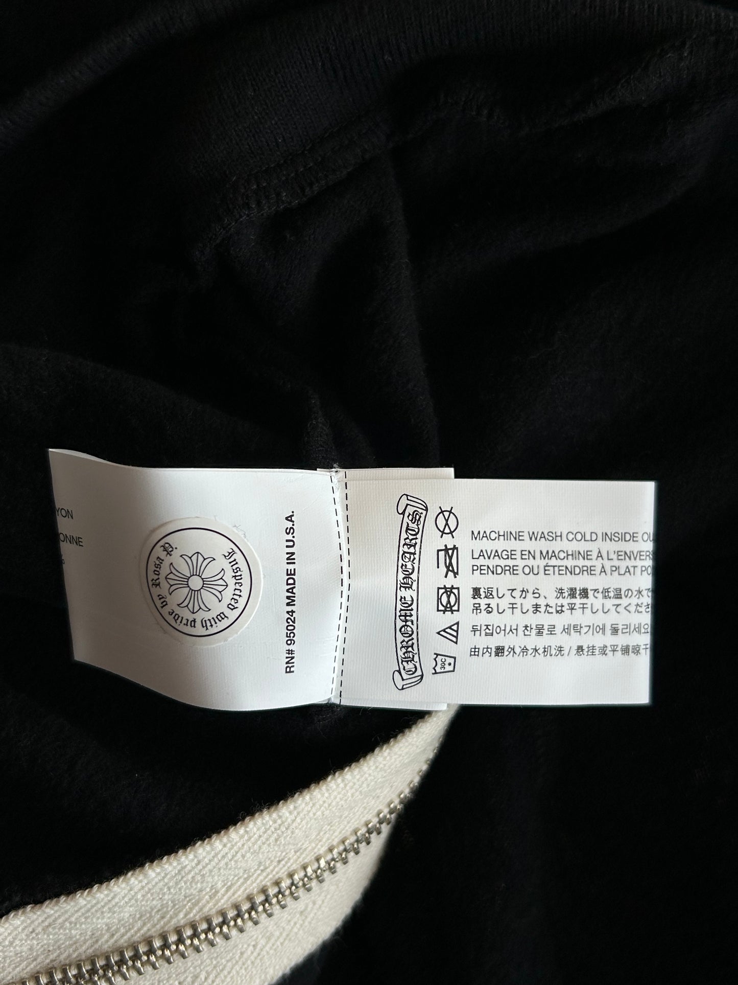 Chrome Hearts Black & White Cross Logo Zip Up Hoodie