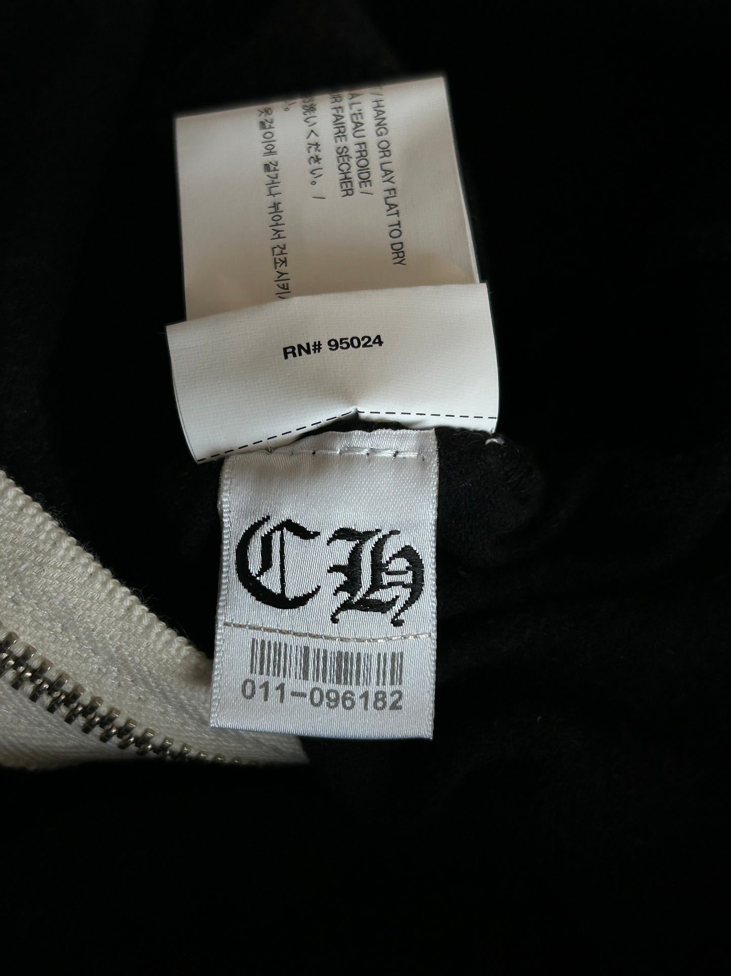 Chrome Hearts Black & White Cross Logo Zip Up Hoodie