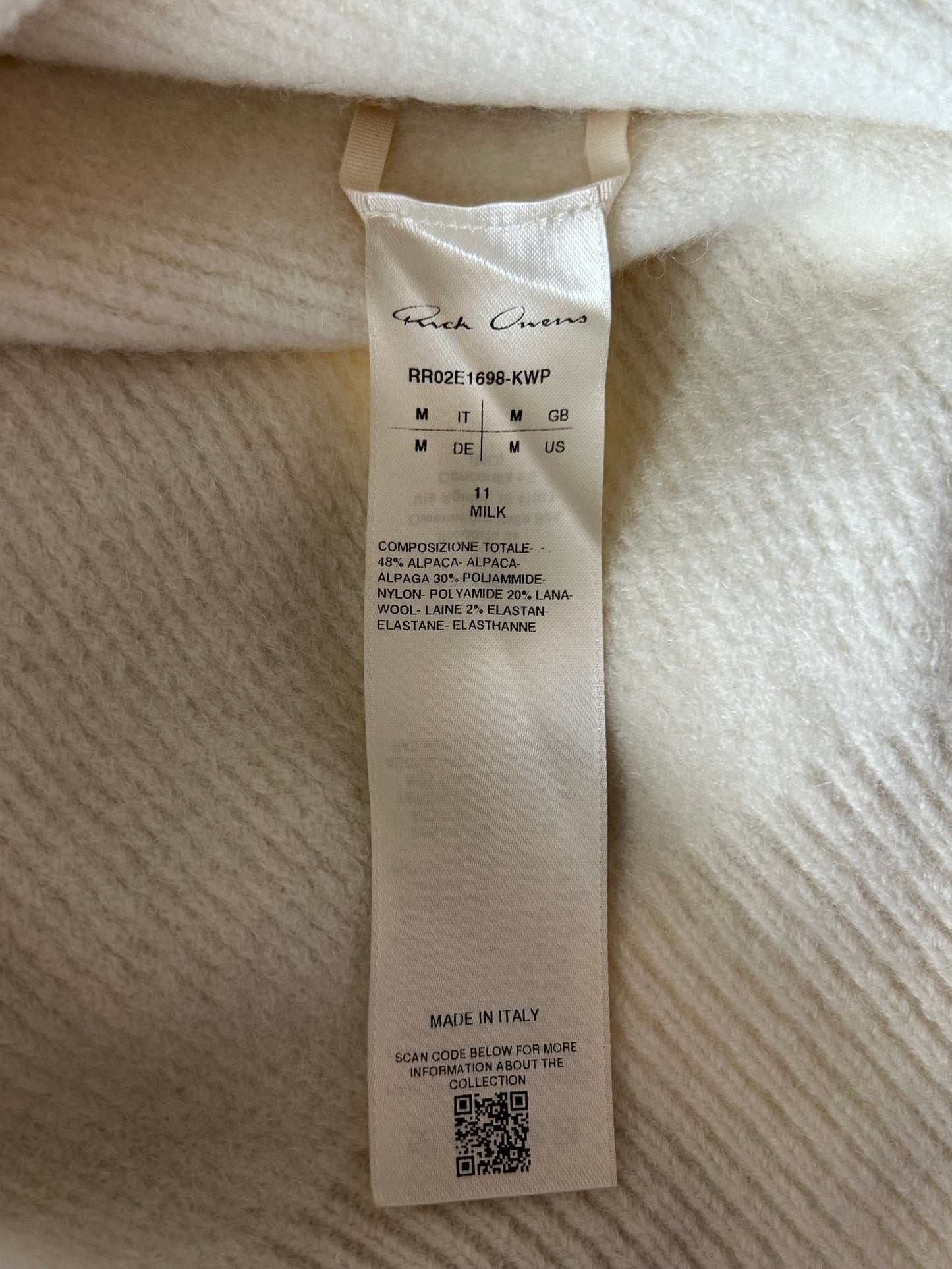 Rick Owens White Hun Knitted Hoodie