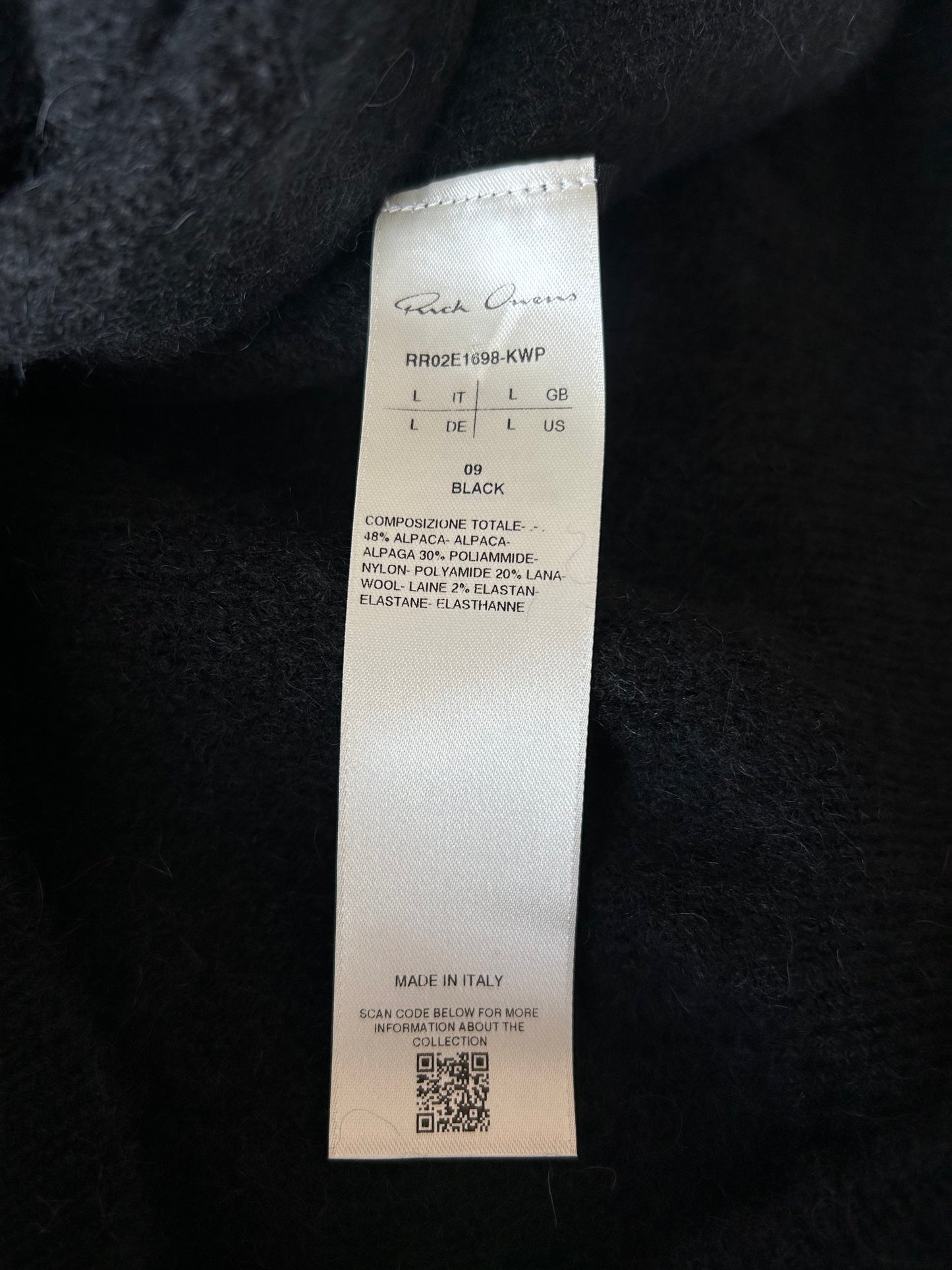 Rick Owens Black Hun Knitted Hoodie
