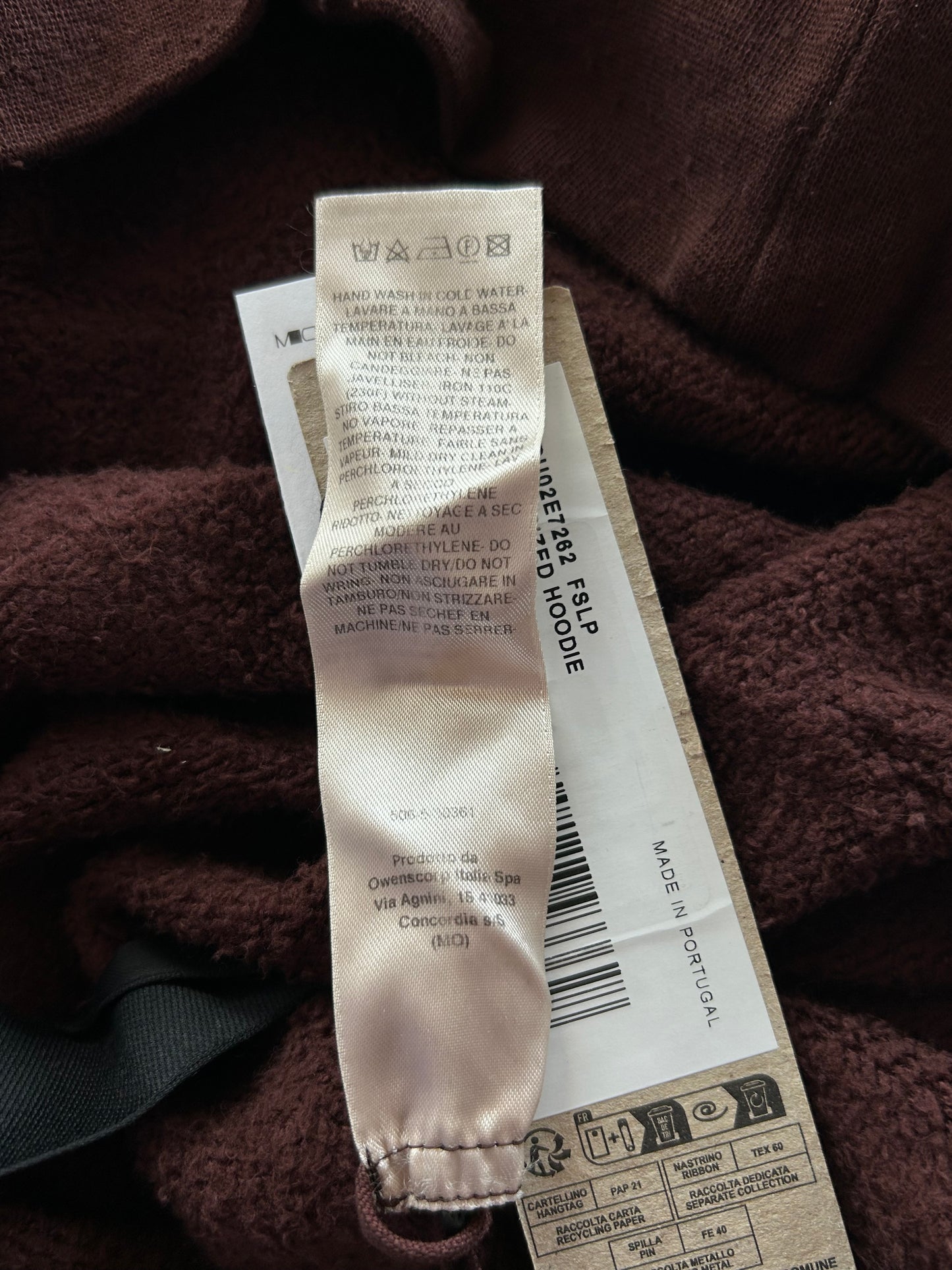 Rick Owens Burgundy Oversized Hoodie