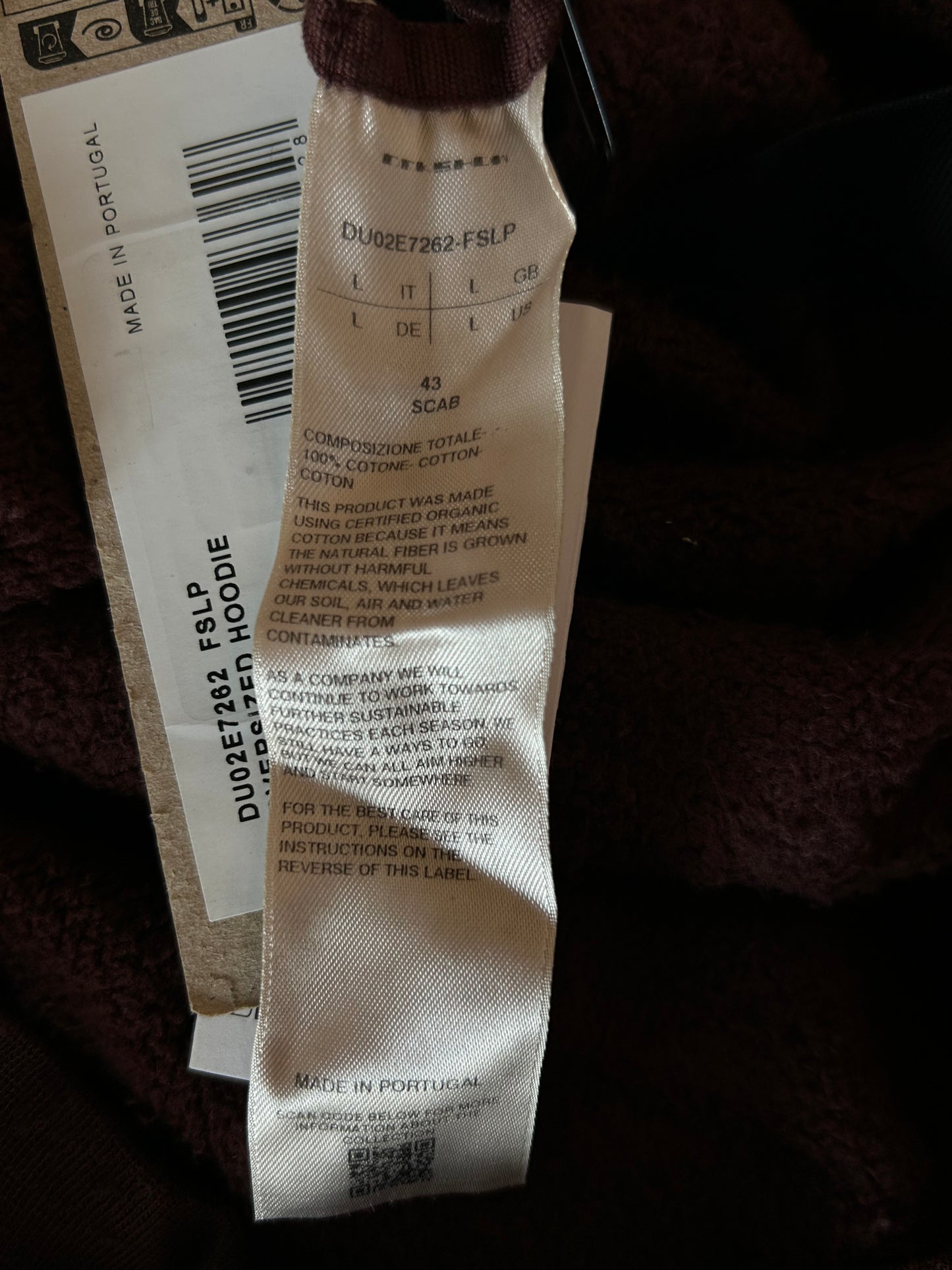 Rick Owens Burgundy Oversized Hoodie