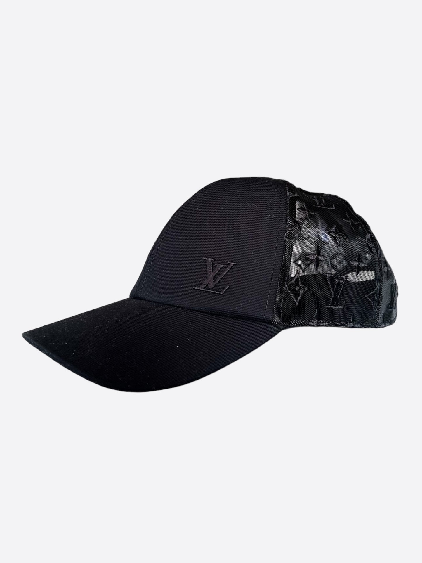 Louis Vuitton Black Mesh Monogram Baseball Cap