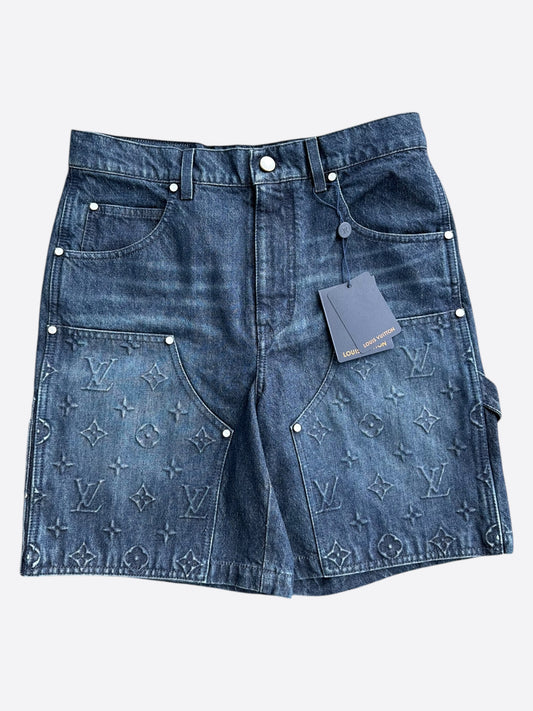Louis Vuitton Blue Monogram Carpenter Denim Shorts