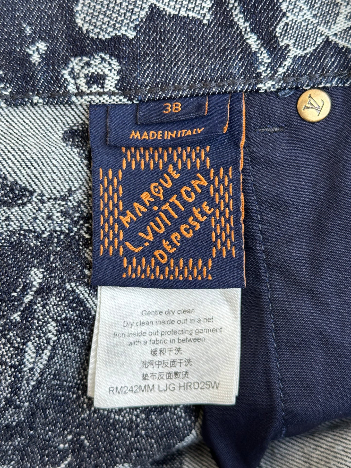 Louis Vuitton Blue & White Floral Denim Shorts