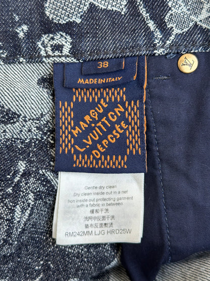 Louis Vuitton Blue & White Floral Denim Shorts