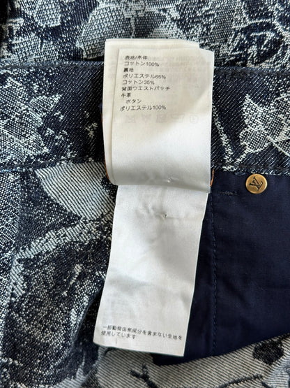 Louis Vuitton Blue & White Floral Denim Shorts