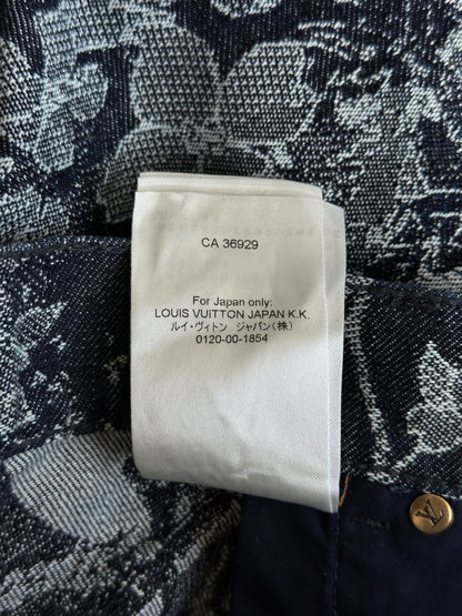 Louis Vuitton Blue & White Floral Denim Shorts