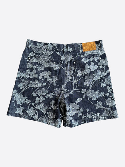 Louis Vuitton Blue & White Floral Denim Shorts