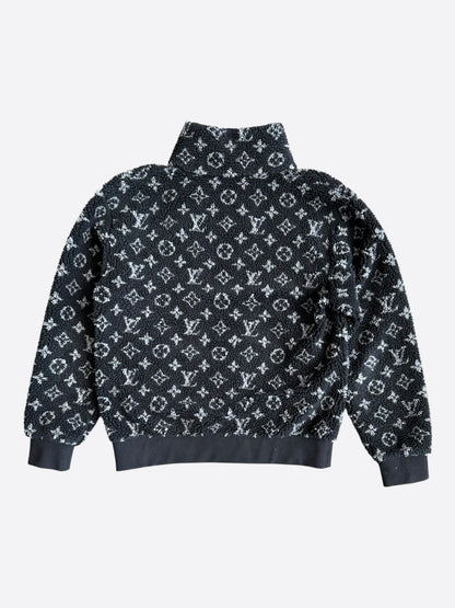 Louis Vuitton Black & Grey Monogram Fleece Zip Up Jacket