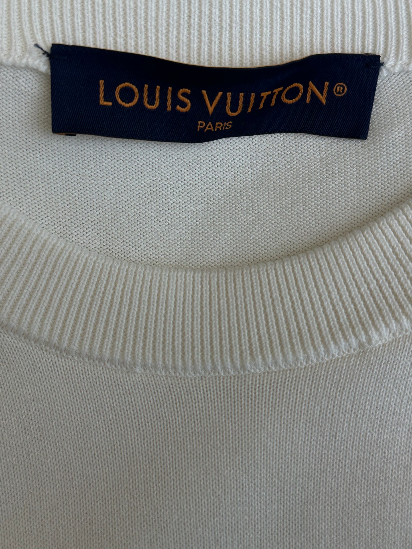 Louis Vuitton White & Multicolor Embellished Monogram Gradient T-Shirt