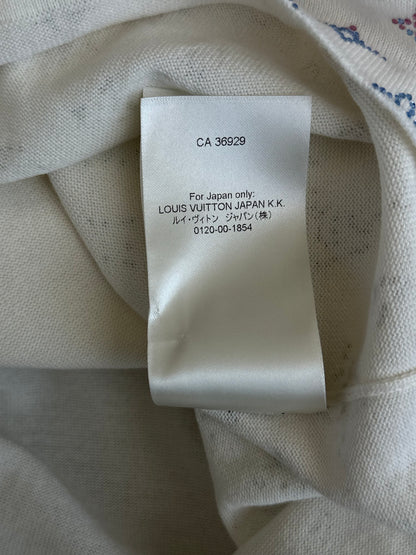 Louis Vuitton White & Multicolor Embellished Monogram Gradient T-Shirt