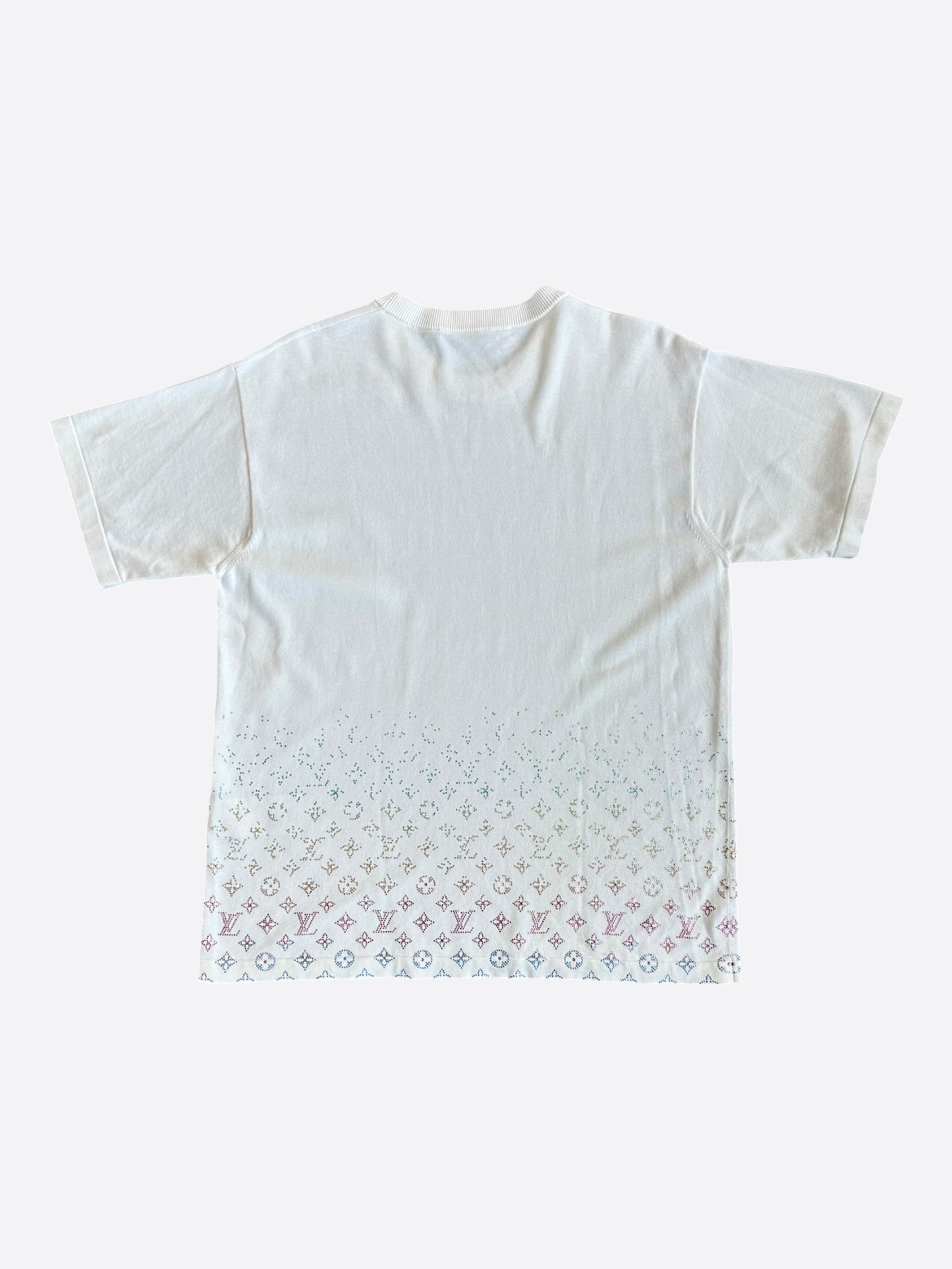 Louis Vuitton White & Multicolor Embellished Monogram Gradient T-Shirt