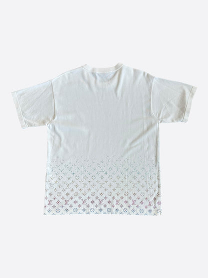 Louis Vuitton White & Multicolor Embellished Monogram Gradient T-Shirt