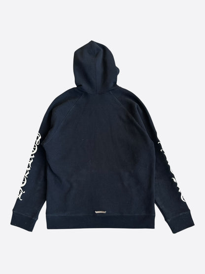 Chrome Hearts Black & White Embroidered Slo Ride Logo Hoodie