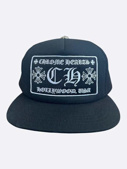 Chrome Hearts Black & White Hollywood Trucker Hat