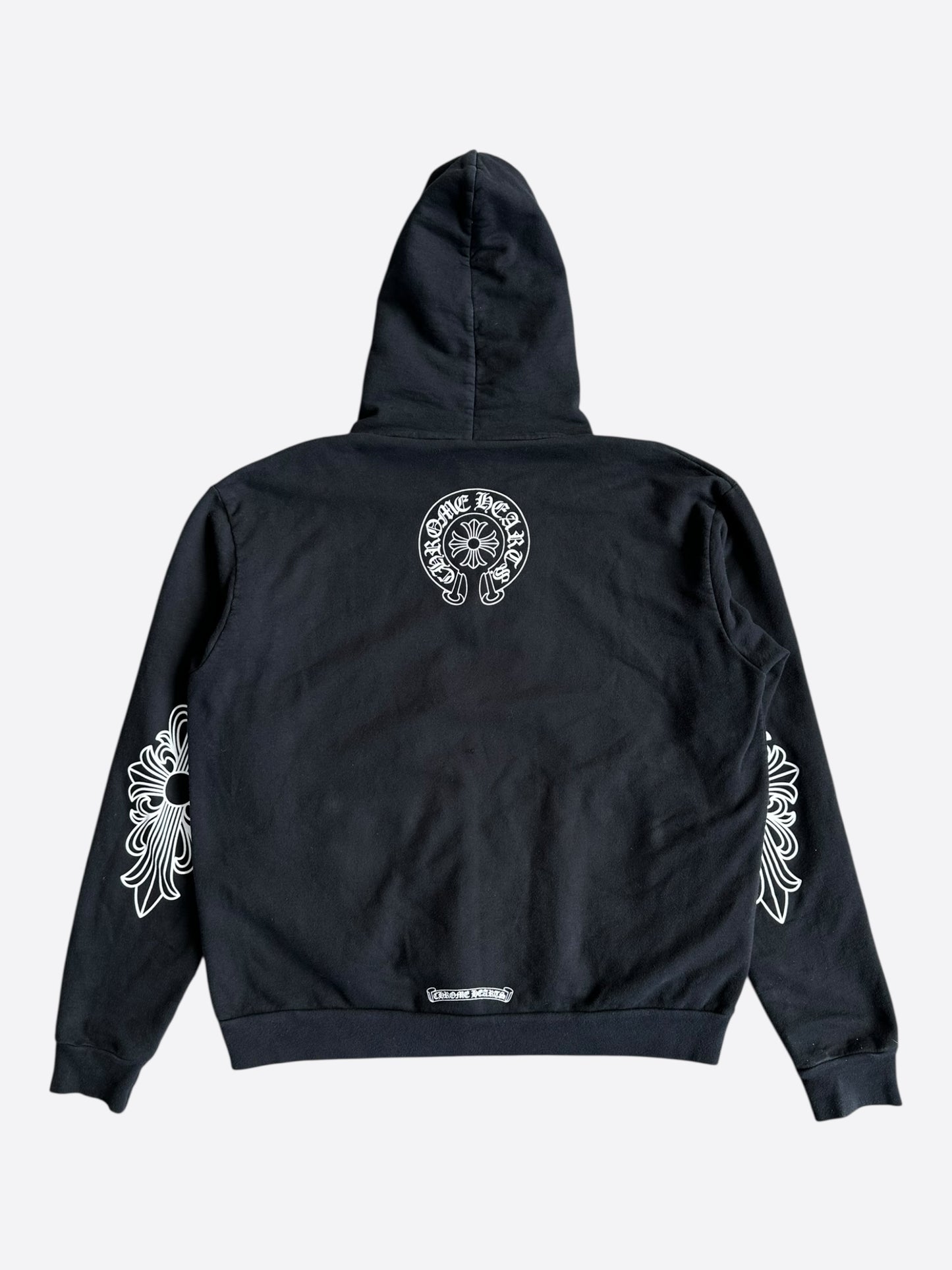 Chrome Hearts Black & White T-Bar Logo Zip Up Hoodie