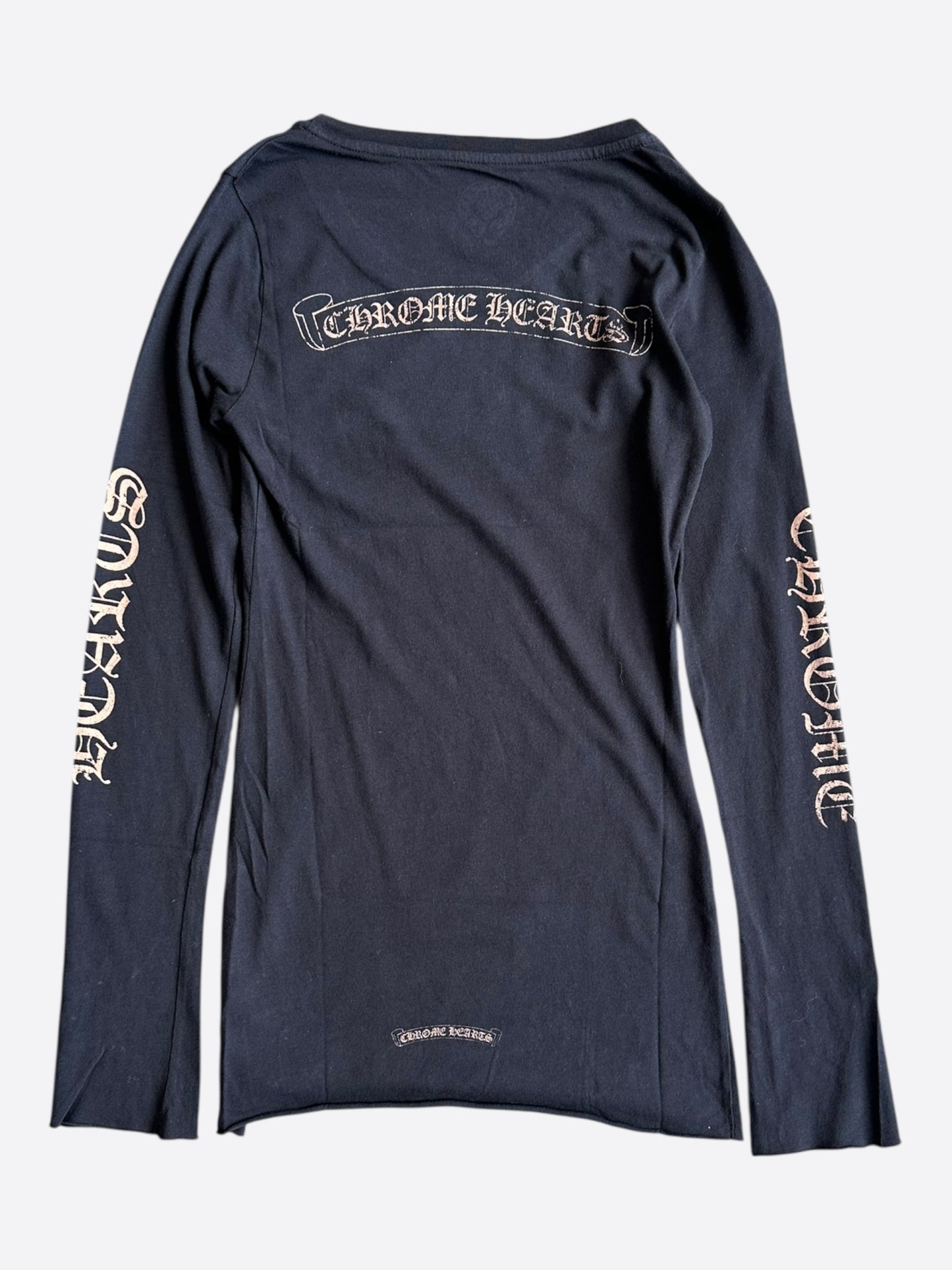 Chrome Hearts Black & Bronze Scroll Logo Women's Longsleeve T-Shirt