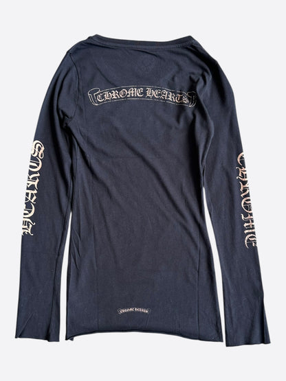 Chrome Hearts Black & Bronze Scroll Logo Women's Longsleeve T-Shirt