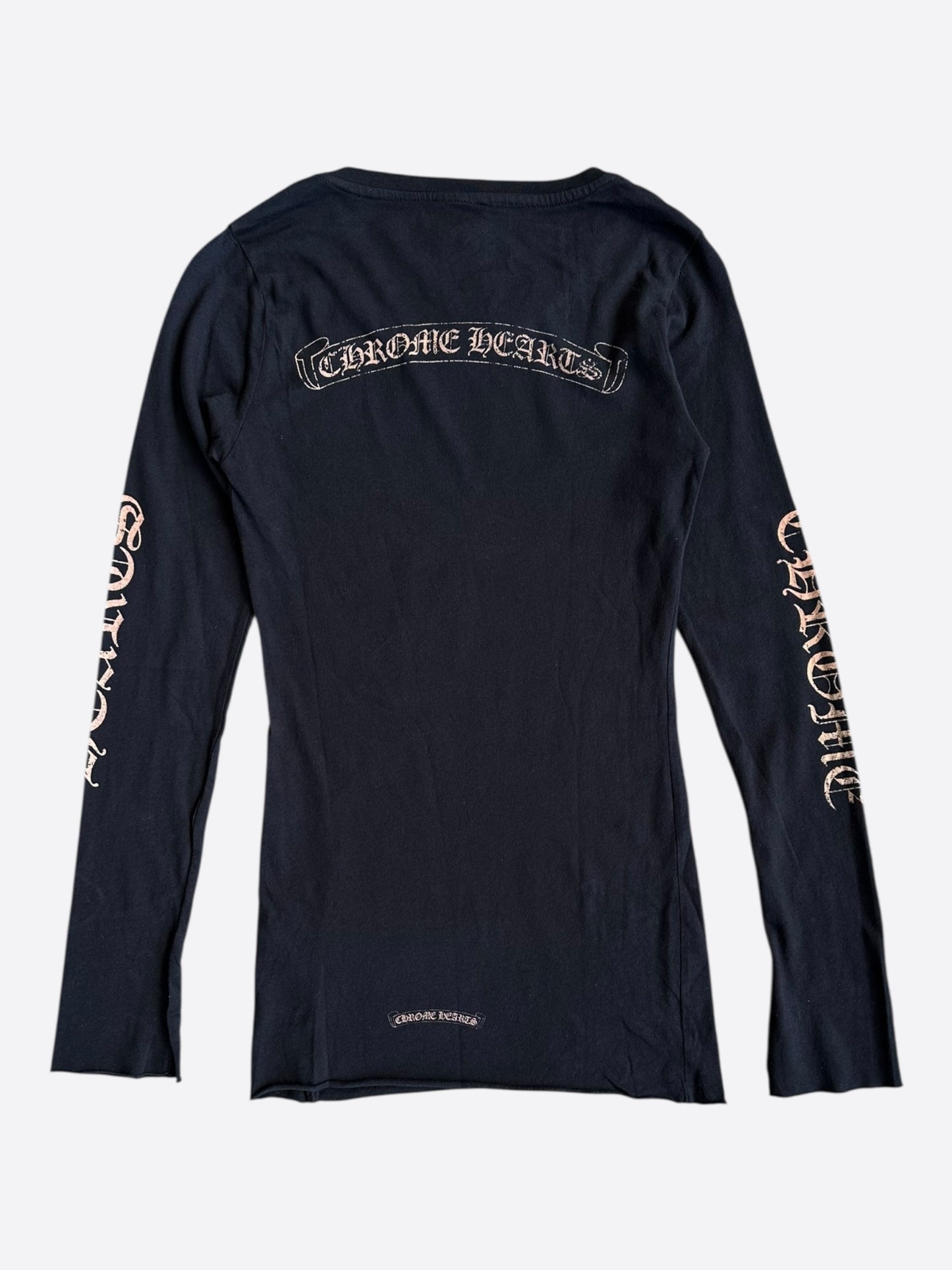 Chrome Hearts Black & Bronze Scroll Logo Women's Longsleeve T-Shirt