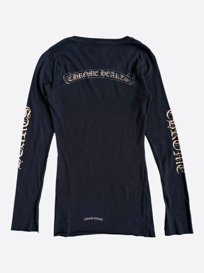 Chrome Hearts Black & Bronze Scroll Logo Women's Longsleeve T-Shirt