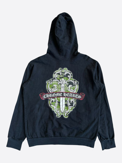 Chrome Hearts Black & Green Dagger Logo Zip Up Hoodie