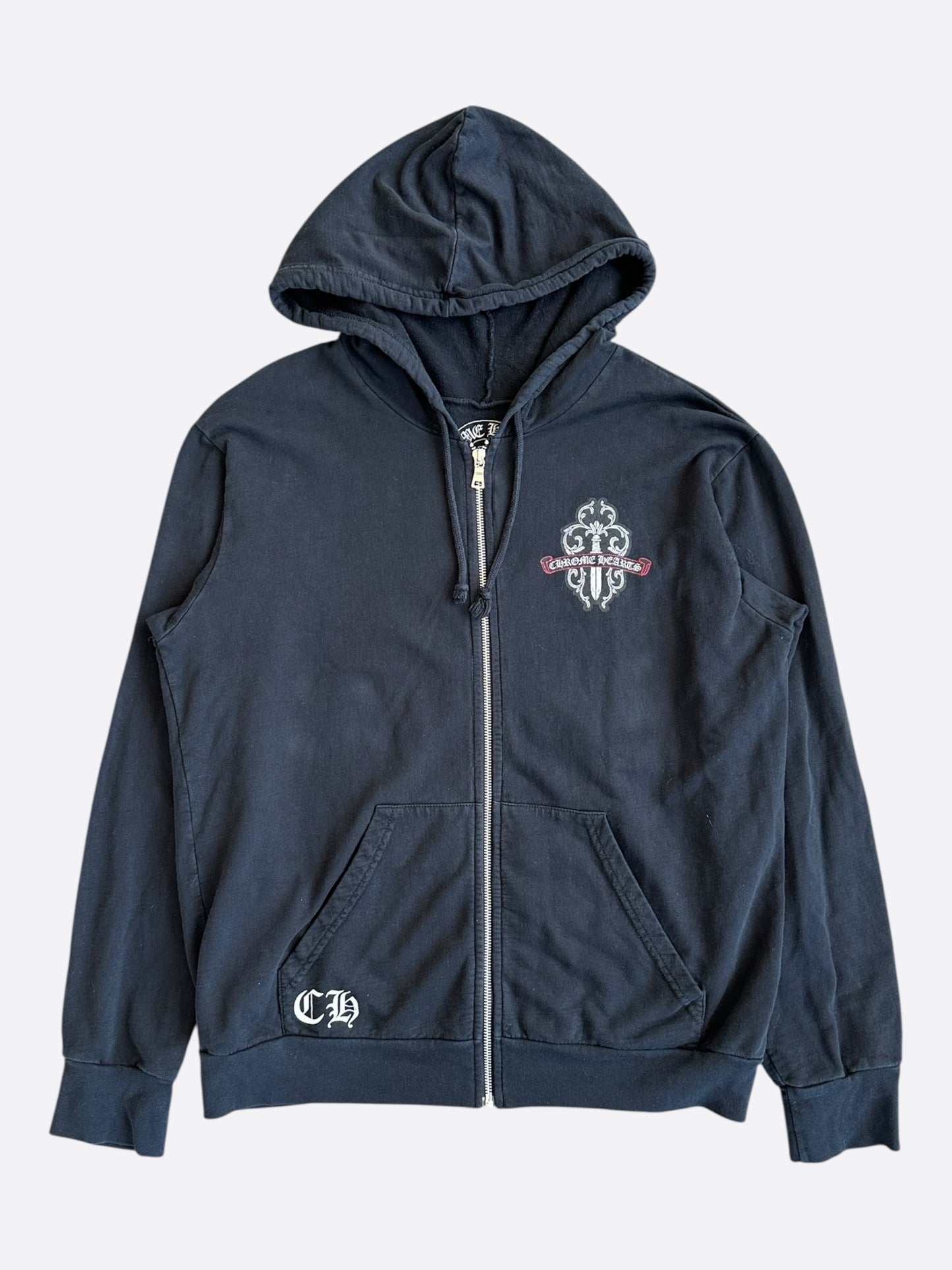 Chrome Hearts Black & Green Dagger Logo Zip Up Hoodie