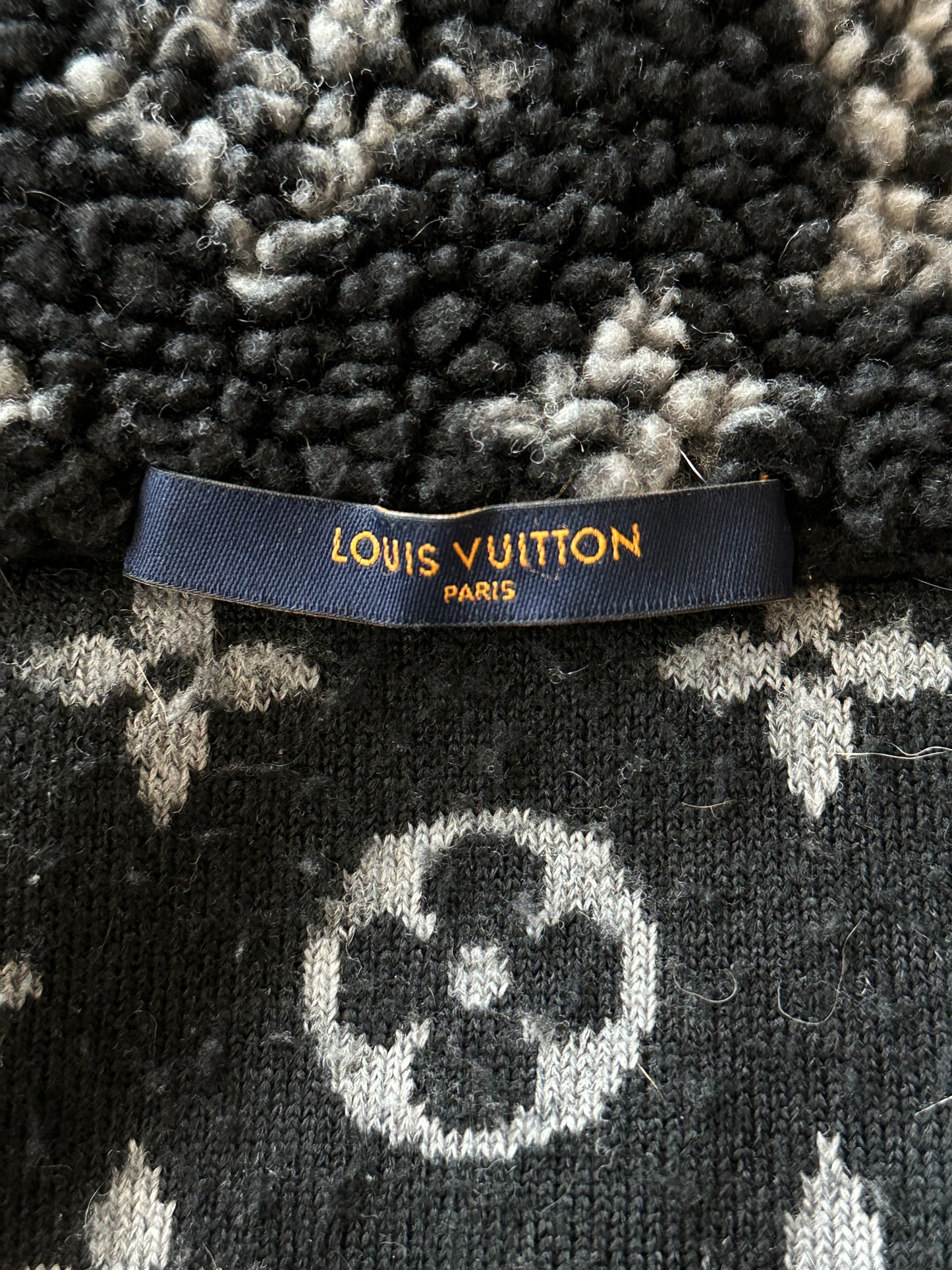 Louis Vuitton Black & Grey Monogram Fleece Zip Up Jacket