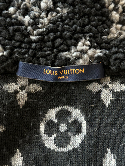 Louis Vuitton Black & Grey Monogram Fleece Zip Up Jacket
