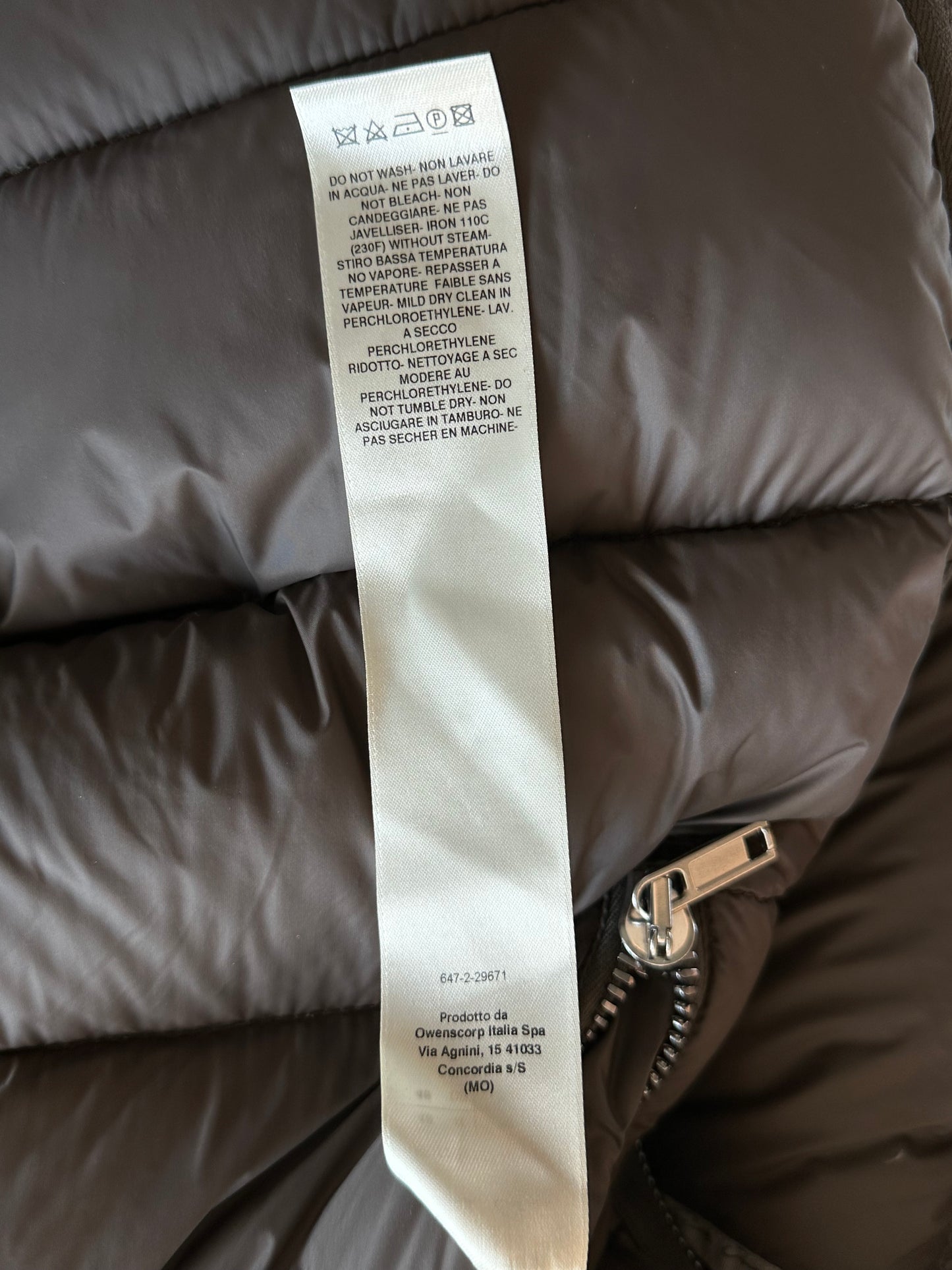 Rick Owens Brown Gimp Puffer Jacket