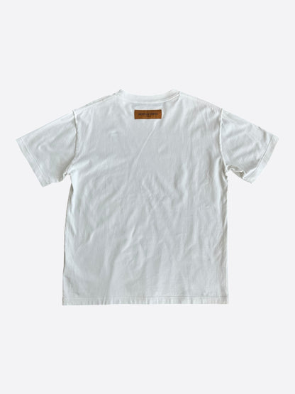 Louis Vuitton White & Blue LV Stitch Logo T-Shirt